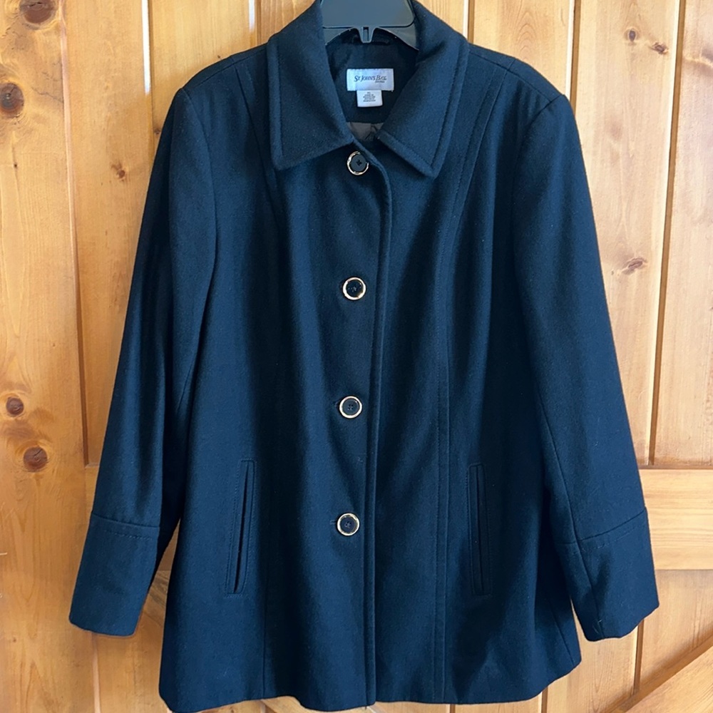 St. John’s Bay XL black wool button down jacket overcoat pea coat